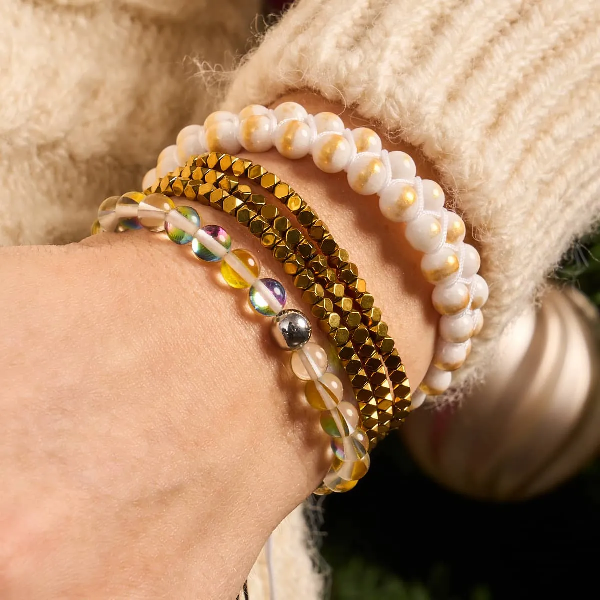 Solar Flare | Silver | Galaxy Glass Bead Bracelet
