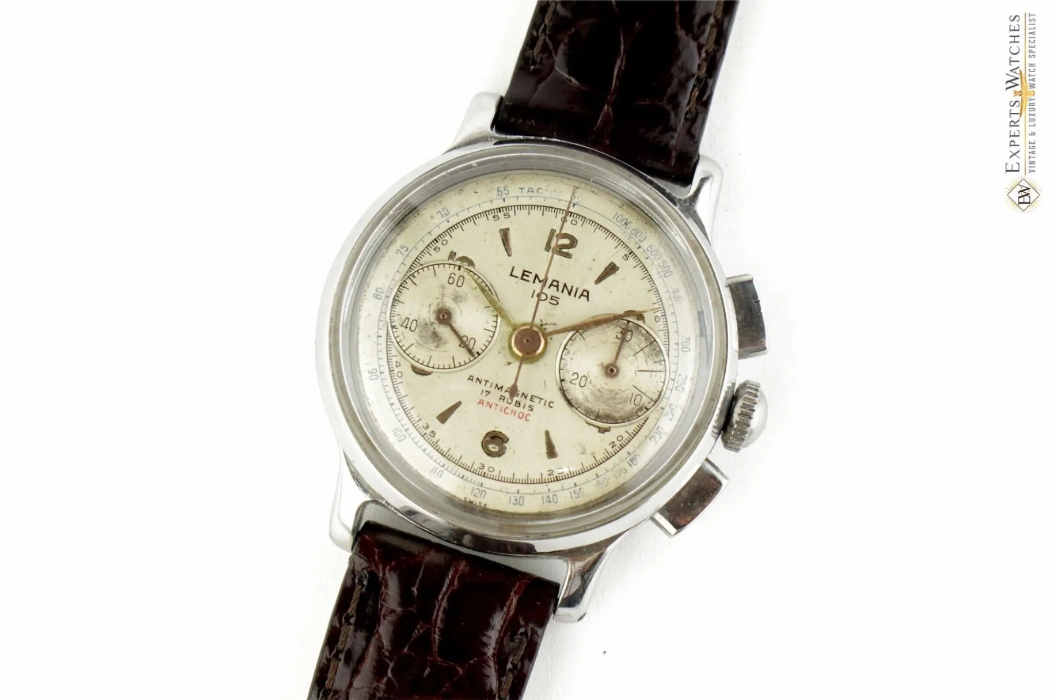 SOLD!!!  Vintage 1950s Lemania 105 Chronograph WWII Cal 1275 (320 / 321) CH27 Watch CPO