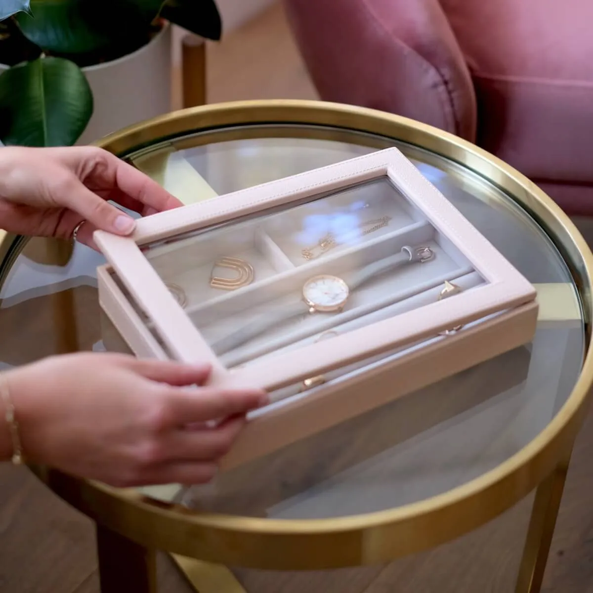 Stackers Classic Jewellery Box (Glass Lid) - Blush Pink