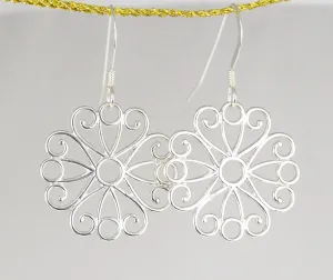 Sterling Silver Filigree Flower Earrings