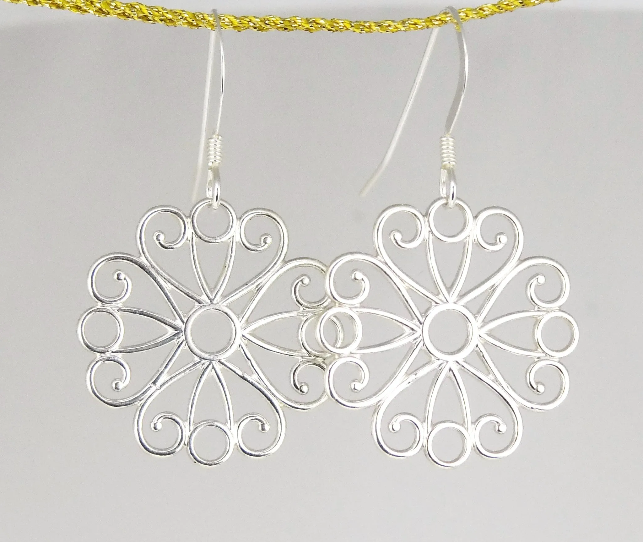 Sterling Silver Filigree Flower Earrings