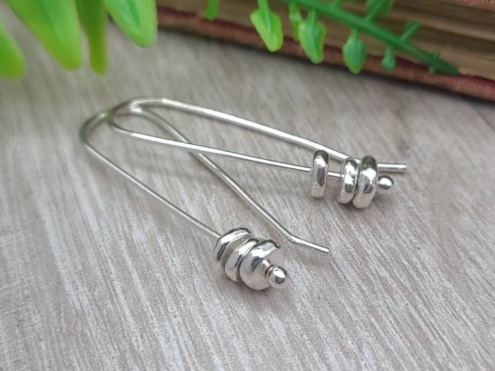 Sterling Silver Pebble Threader Earrings / Threaders / Thin Earrings