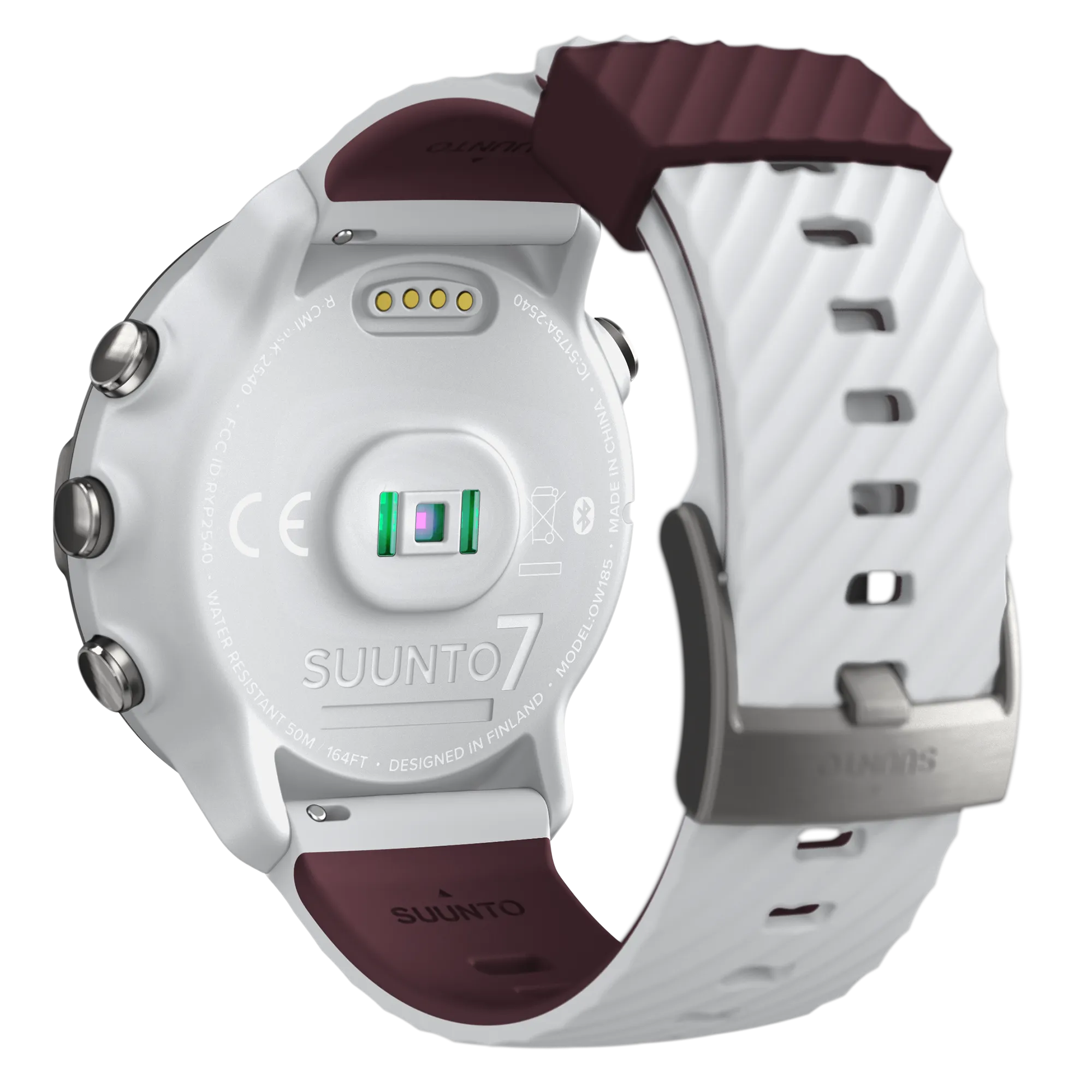 SUUNTO 7 White Burgundy GPS Smartwatch with Versatile Sports Experience with Wearable4U EarBuds Power Bundle