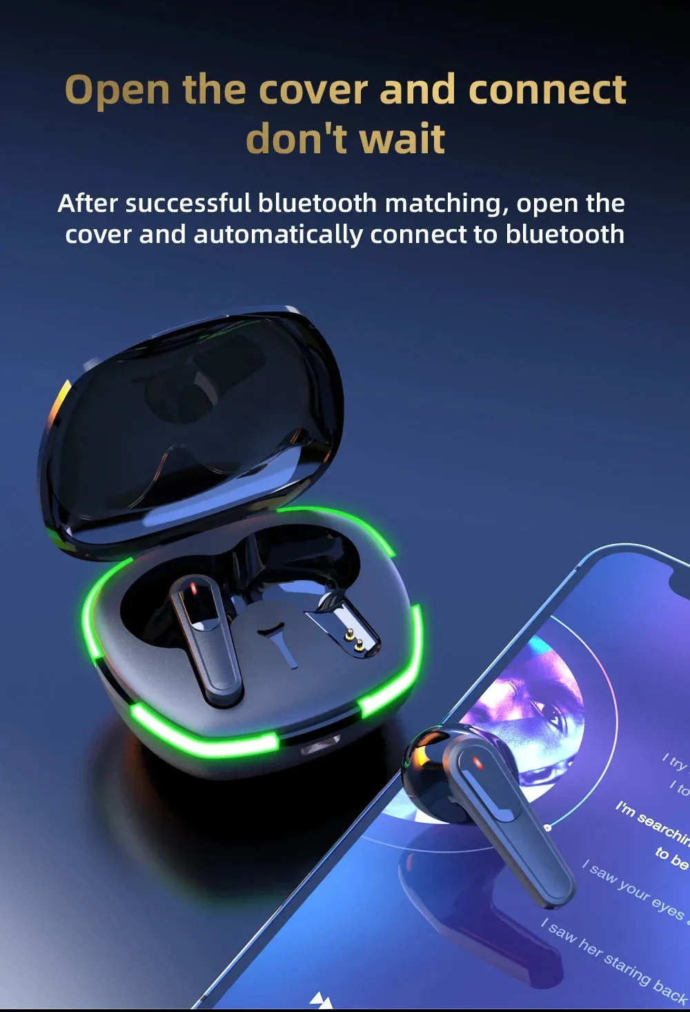 SW-P60 Wireless bluetooth earphones Headset Touch Light With Mic HiFi Stereo Headset Sports Outdoor Earbuds Ear Games Music