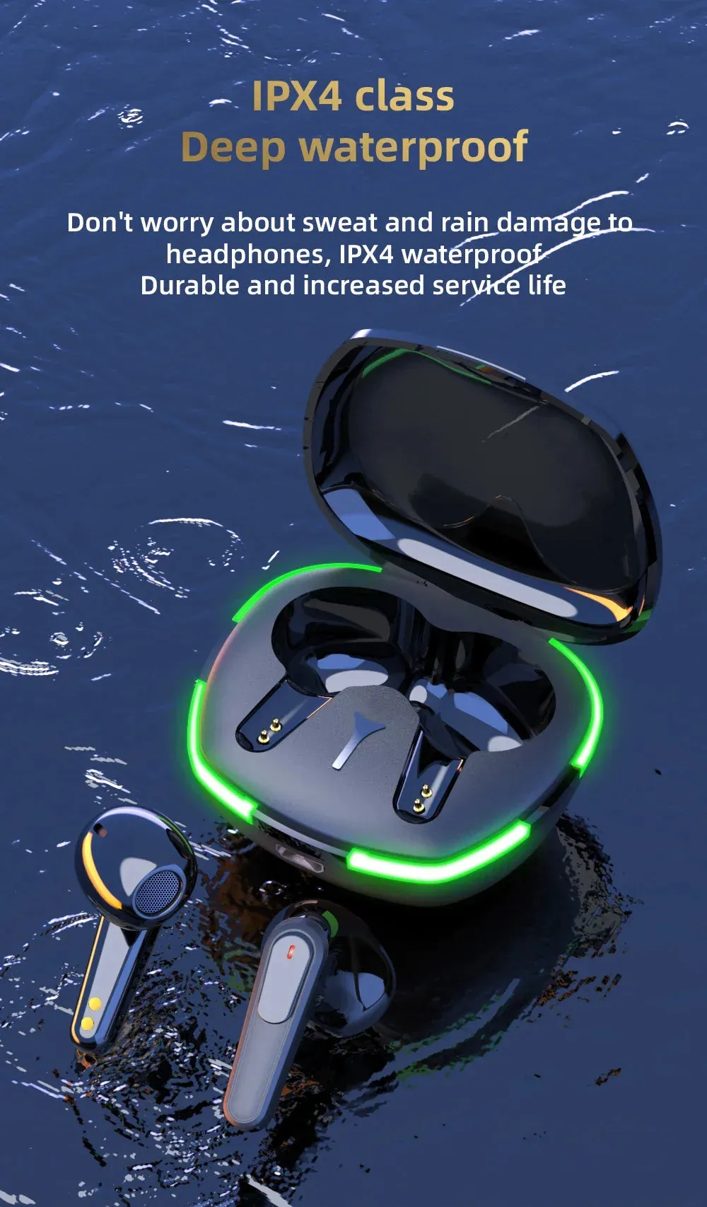 SW-P60 Wireless bluetooth earphones Headset Touch Light With Mic HiFi Stereo Headset Sports Outdoor Earbuds Ear Games Music