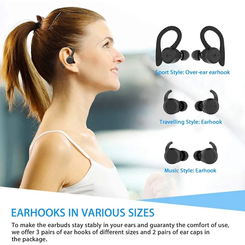 Swimming Waterproof Bluetooth Earphone - Sport Wireless Headset with 20 Hours Playtime, TWS Dual Wear Style, IPX7 Stereo Earbuds