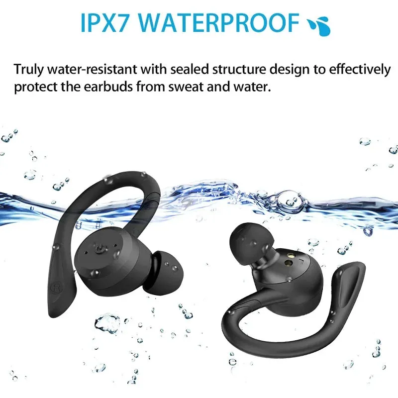 Swimming Waterproof Bluetooth Earphone - Sport Wireless Headset with 20 Hours Playtime, TWS Dual Wear Style, IPX7 Stereo Earbuds