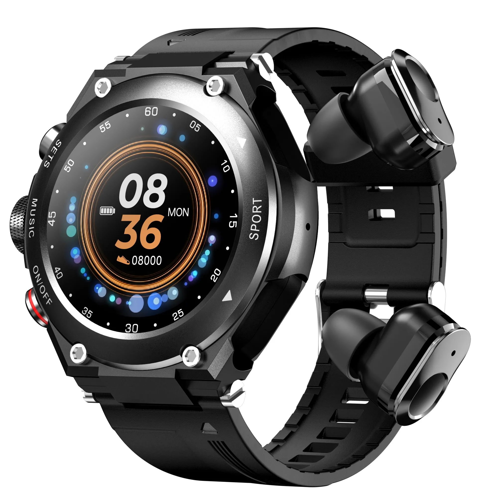 T92 Body Temperature Local Music Calling Earbuds Smartwatch Earphone Smart Watch Earbuds 2 in 1