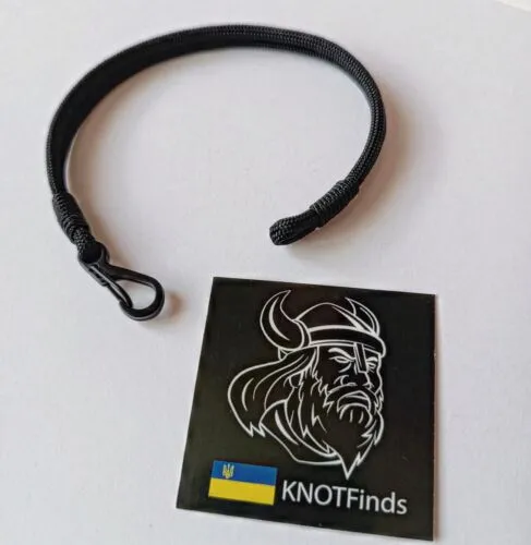 Thin black paracord and carabiner bracelet. Unloading camp. Surfer bangle. Extreme durable.