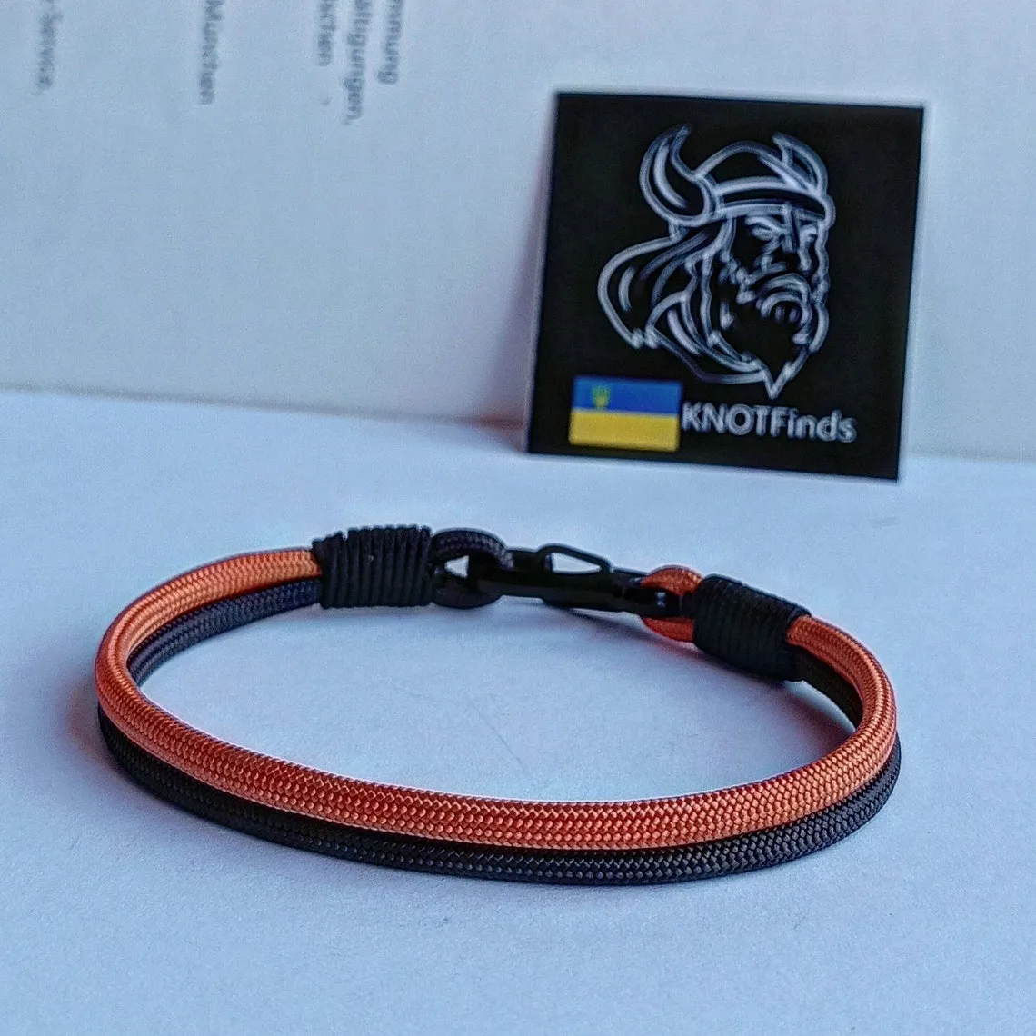 Thin exotic Paracord bangle. Custom size. Style icon. Trends 2023. Bangle rope. Brown, orange, black. Street style.