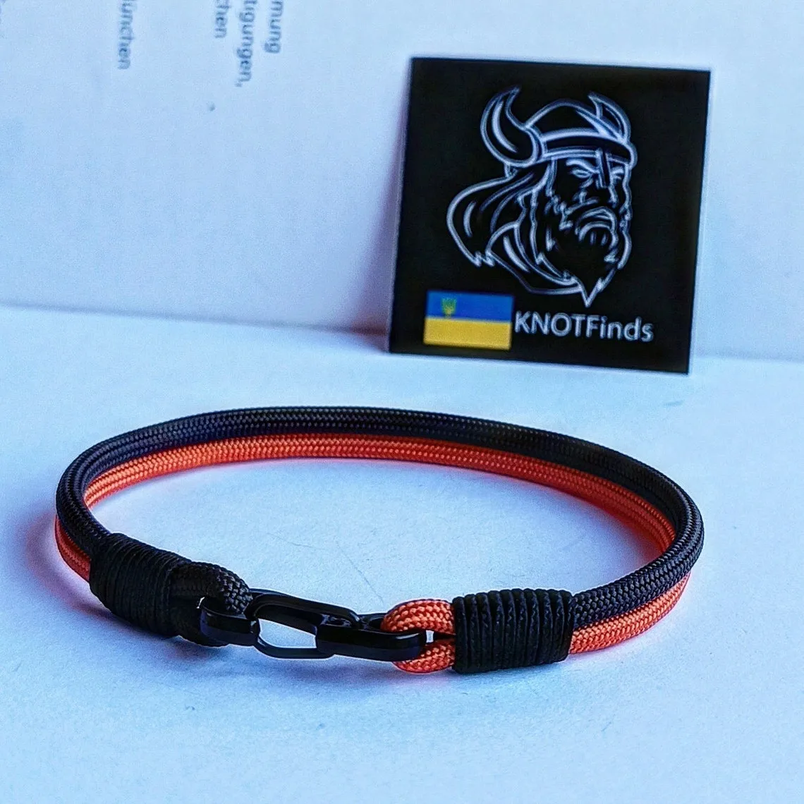 Thin exotic Paracord bangle. Custom size. Style icon. Trends 2023. Bangle rope. Brown, orange, black. Street style.