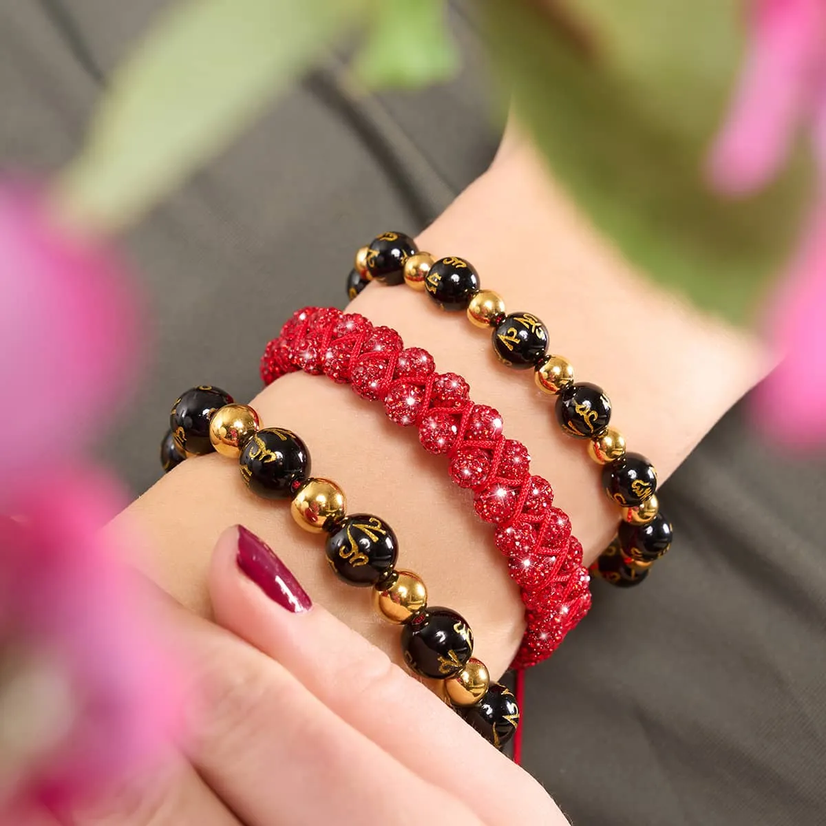 Tibetan Amulet | Deluxe Obsidian Mantra Bracelet