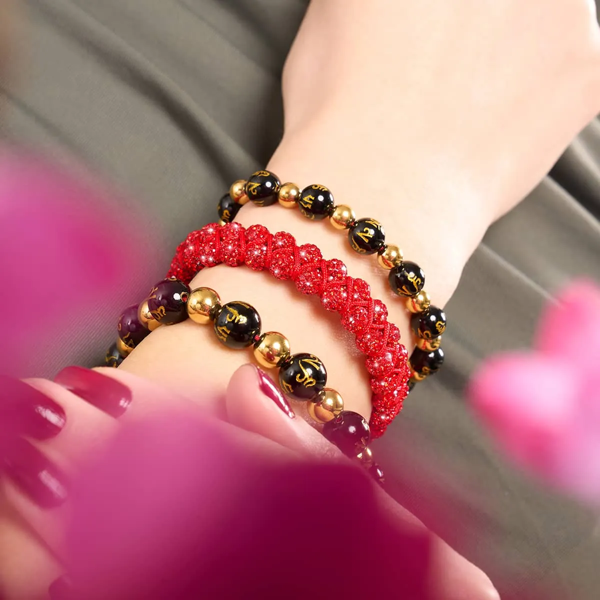 Tibetan Amulet | Deluxe Obsidian Mantra Bracelet