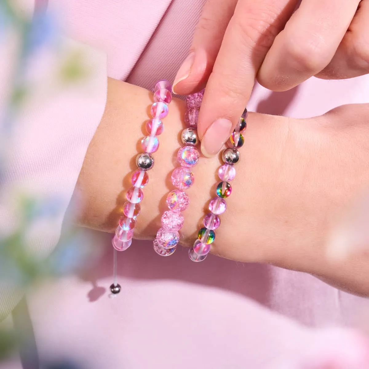 Ultraviolet | Silver | Galaxy Glass Macrame Bead Bracelet