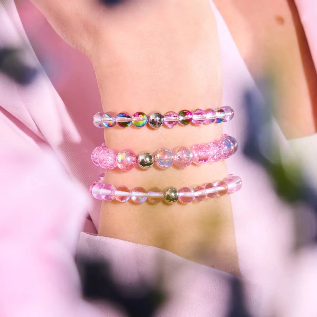 Ultraviolet | Silver | Galaxy Glass Macrame Bead Bracelet