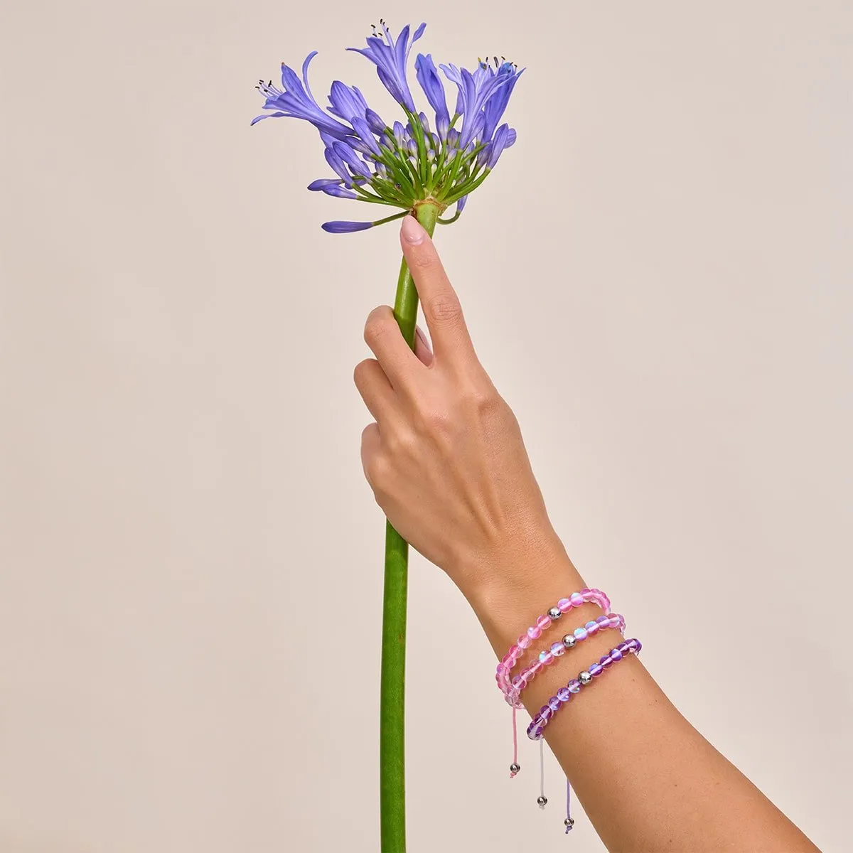 Ultraviolet | Silver | Galaxy Glass Macrame Bead Bracelet
