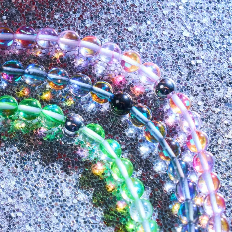 Ultraviolet | Silver | Galaxy Glass Macrame Bead Bracelet