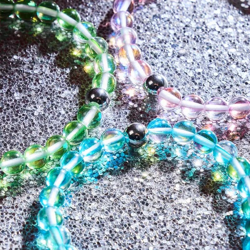 Ultraviolet | Silver | Galaxy Glass Macrame Bead Bracelet