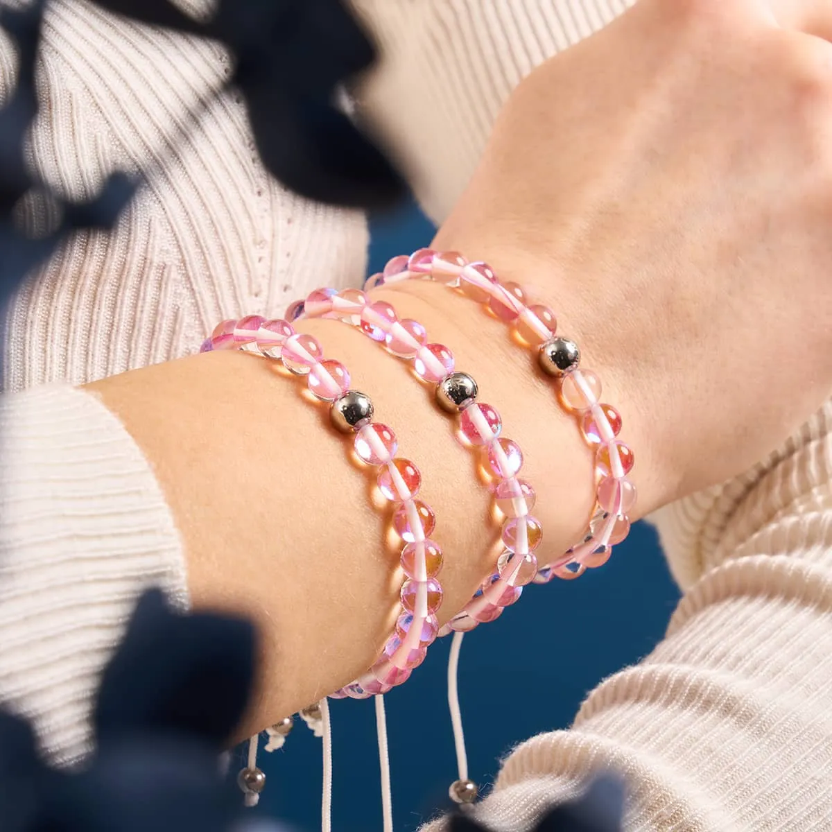 Ultraviolet | Silver | Galaxy Glass Macrame Bead Bracelet