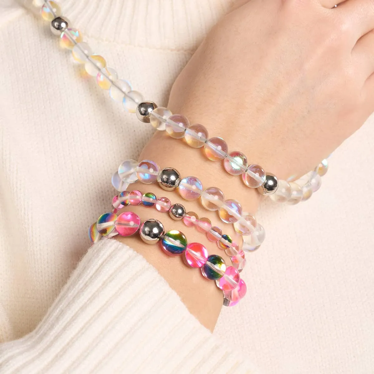 Ultraviolet | Silver | Galaxy Glass Macrame Bead Bracelet