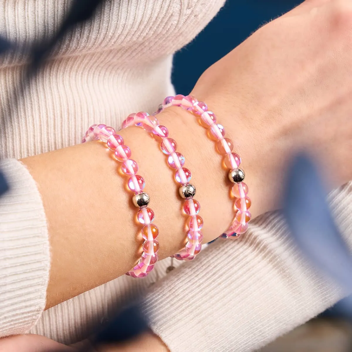 Ultraviolet | Silver | Galaxy Glass Macrame Bead Bracelet