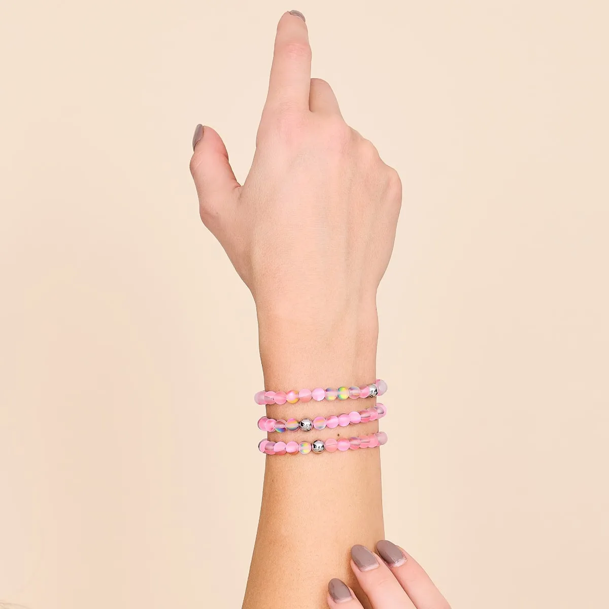 Unicorn Pink | Silver | Mermaid Glass Bead Bracelet