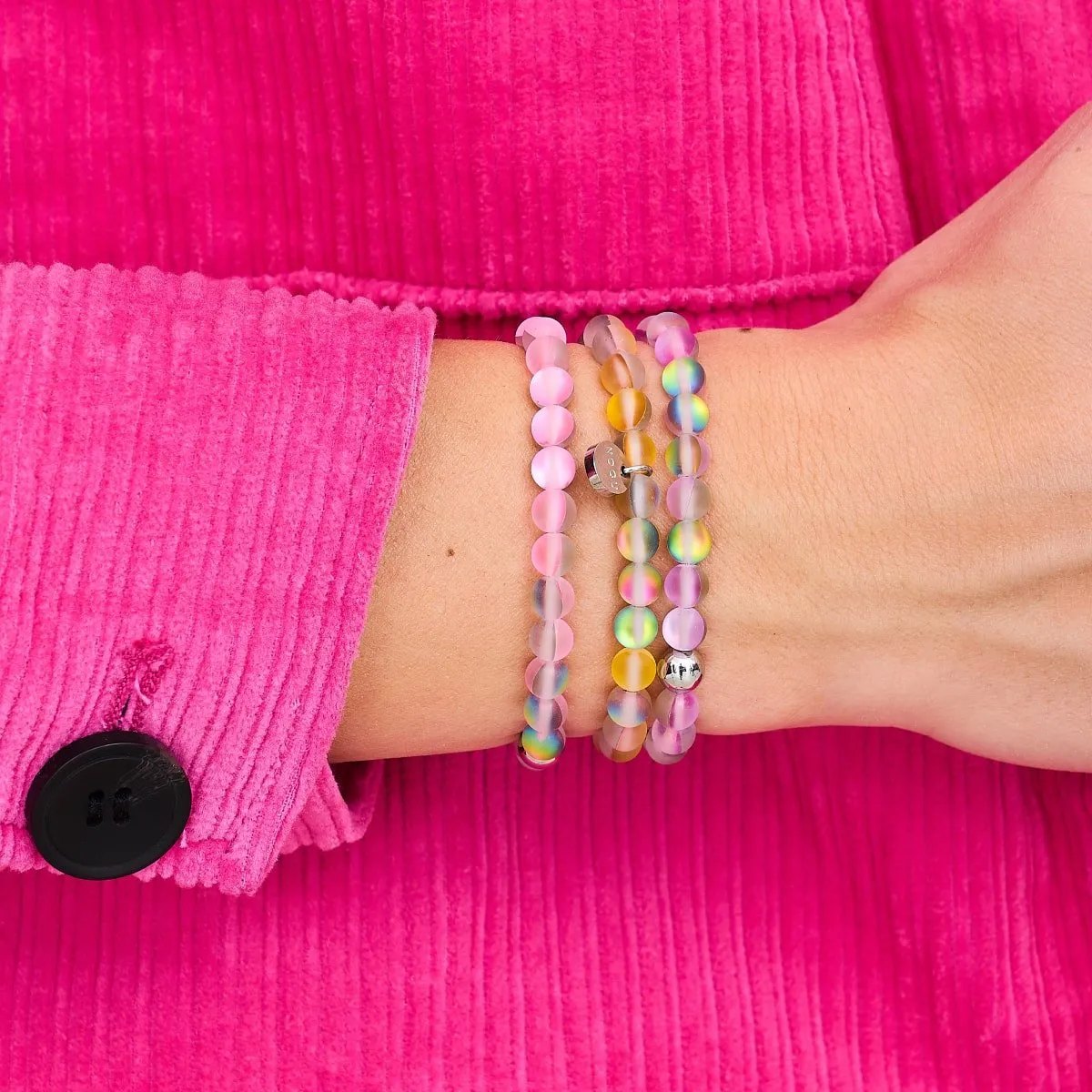 Unicorn Pink | Silver | Mermaid Glass Bead Bracelet