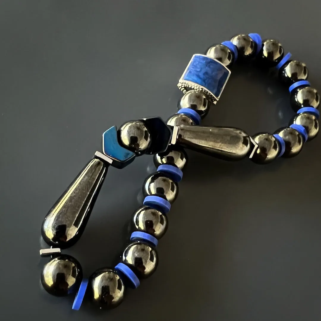 Unique Hematite Energy Stone Men's Beaded Bracelet