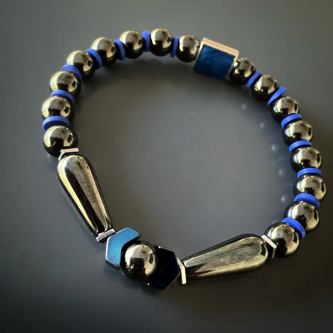 Unique Hematite Energy Stone Men's Beaded Bracelet