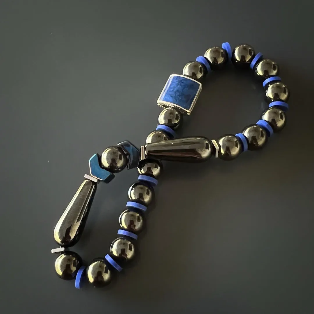 Unique Hematite Energy Stone Men's Beaded Bracelet
