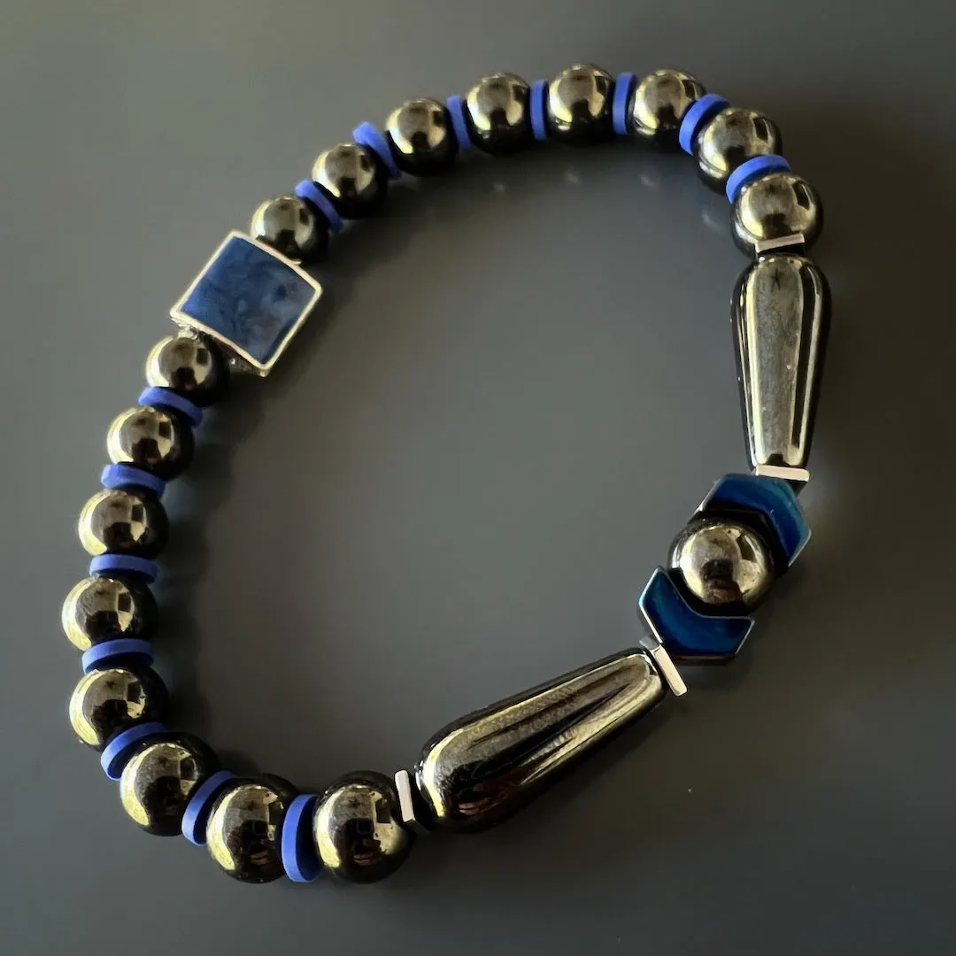 Unique Hematite Energy Stone Men's Beaded Bracelet