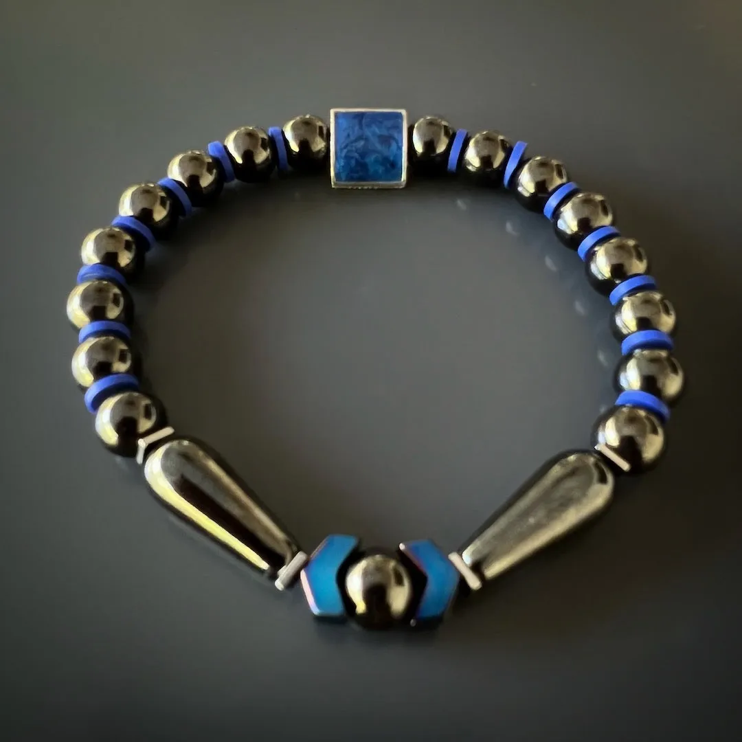 Unique Hematite Energy Stone Men's Beaded Bracelet