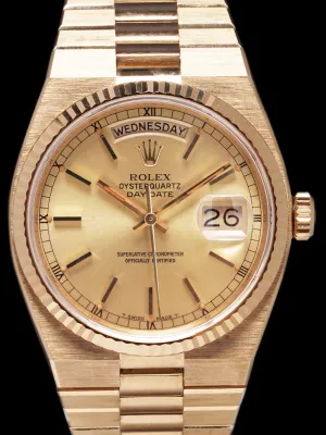*Unpolished* 1984 Rolex Oysterquartz Day-Date (Ref. 19018) W/ Guarantee Paper
