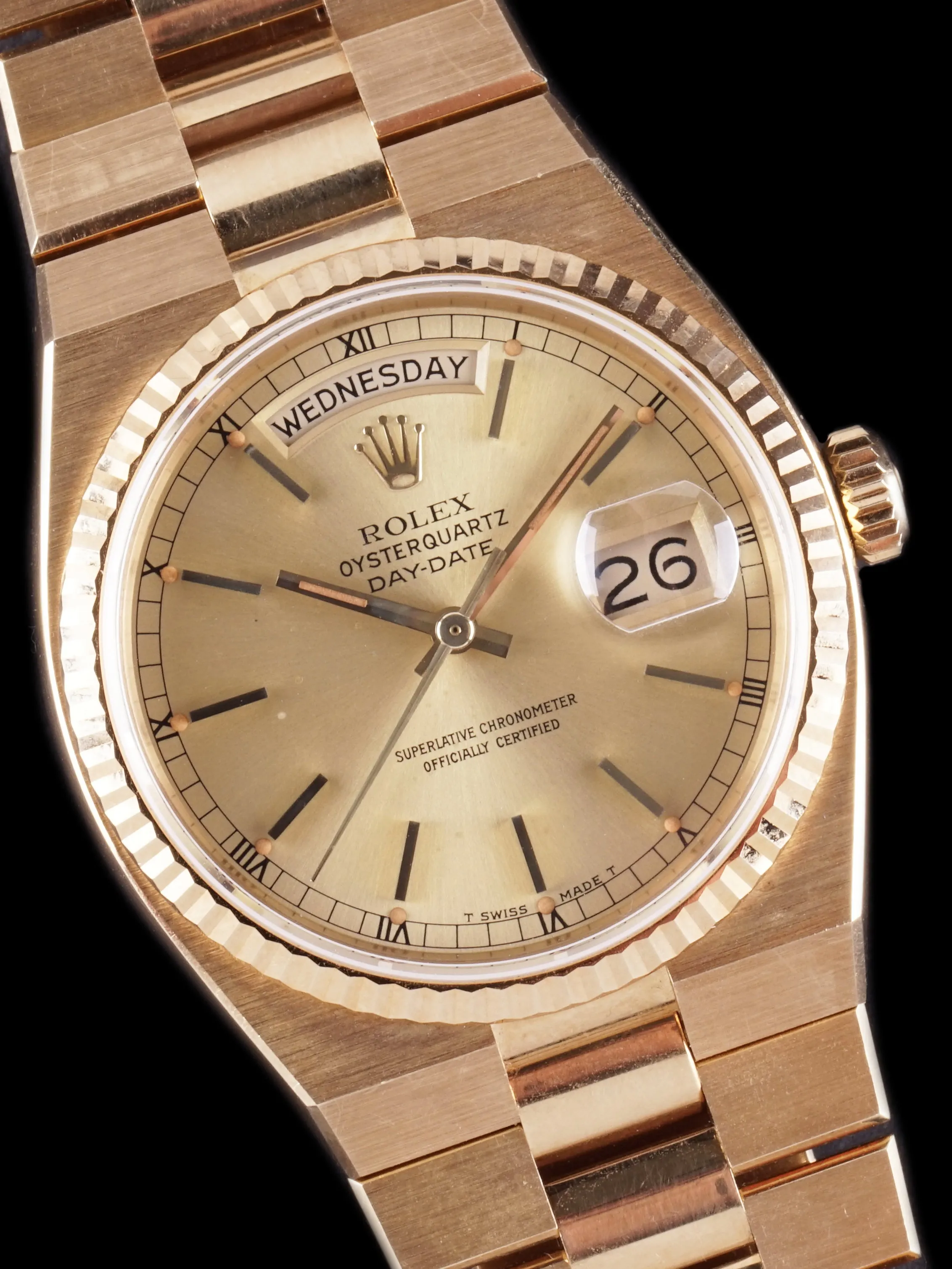 *Unpolished* 1984 Rolex Oysterquartz Day-Date (Ref. 19018) W/ Guarantee Paper