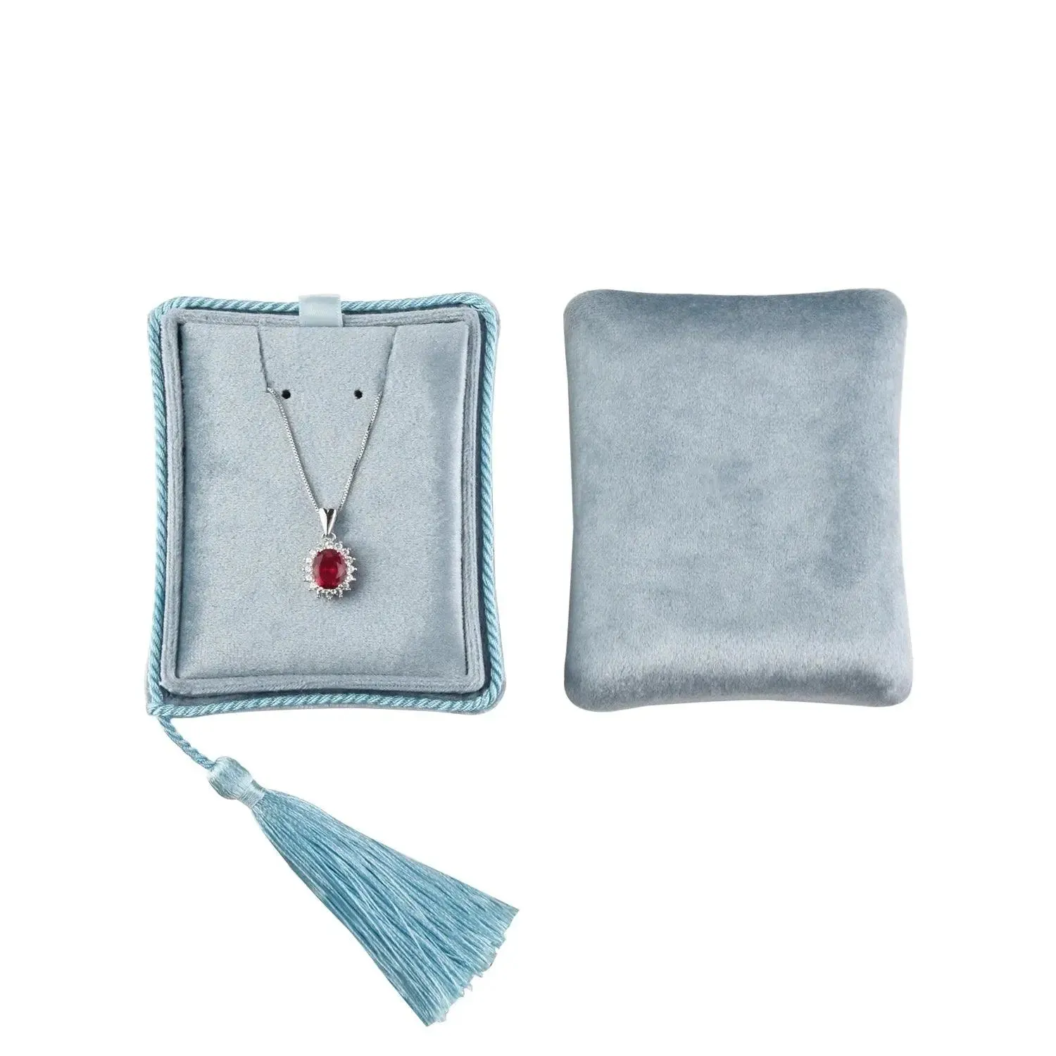 Velvet Tassel Ring Necklace Bracelet Suede Custom Logo Travel Jewelry Box Wedding Gifts for Guests Women Storage Case