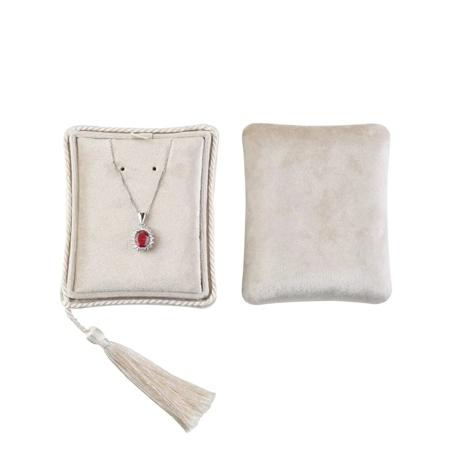 Velvet Tassel Ring Necklace Bracelet Suede Custom Logo Travel Jewelry Box Wedding Gifts for Guests Women Storage Case