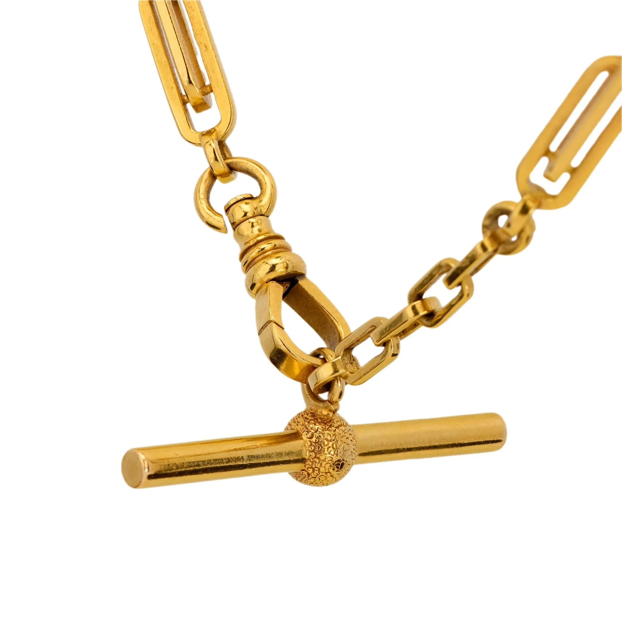 Vintage 18k yellow gold watch chain necklace