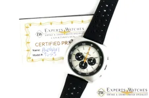 Vintage 1970s Bucherer 9653 Chronograph Panda Dial Diving Soccer Timer CPO Watch