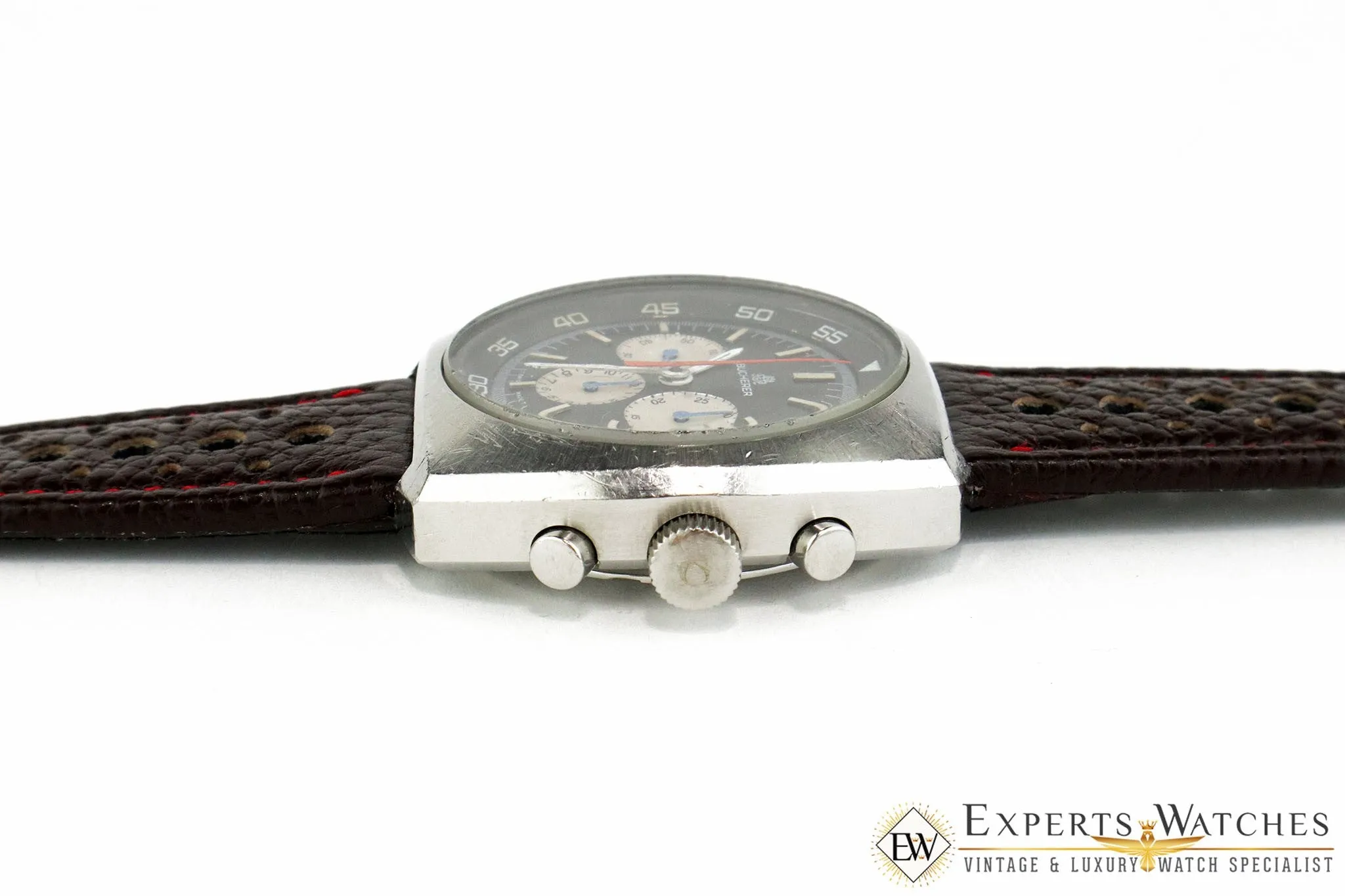 Vintage 1970s Bucherer Chronograph Panda Dial Diving Soccer Timer 9653 CPO Watch
