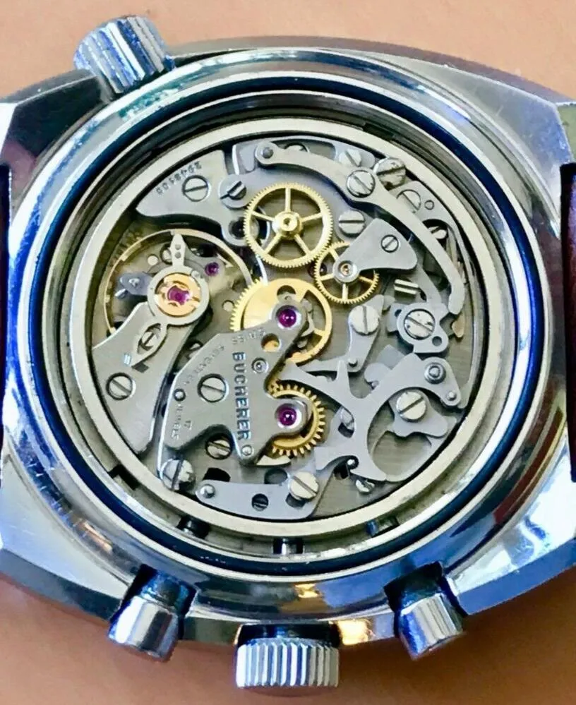 Vintage 1970s Bucherer Chronograph Panda Dial Diving Soccer Timer 9653 CPO Watch