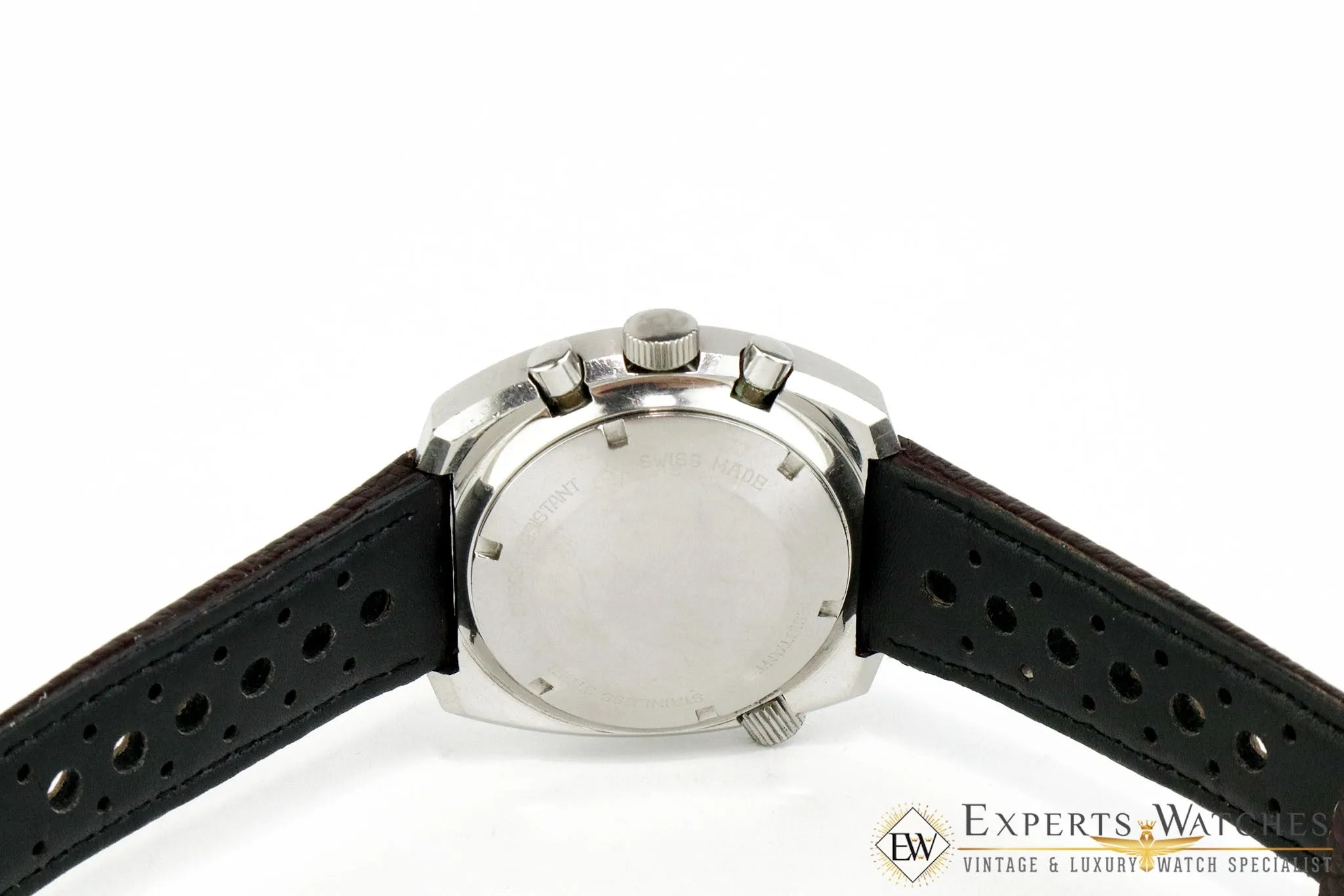 Vintage 1970s Bucherer Chronograph Panda Dial Diving Soccer Timer 9653 CPO Watch