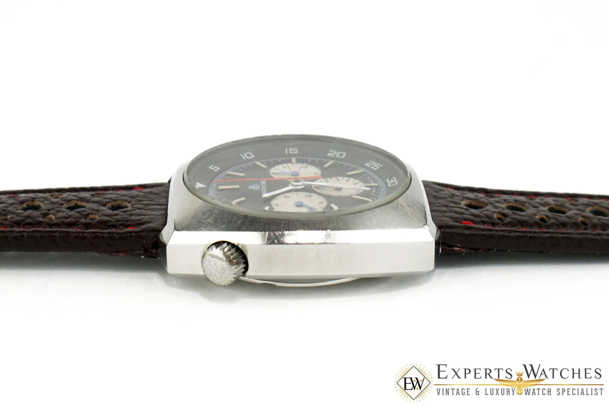 Vintage 1970s Bucherer Chronograph Panda Dial Diving Soccer Timer 9653 CPO Watch
