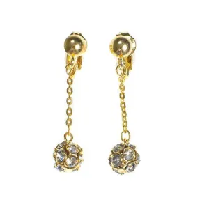 Vintage Diamond Look Rhinestone Drop Statemenent Earrings in Gold Tone