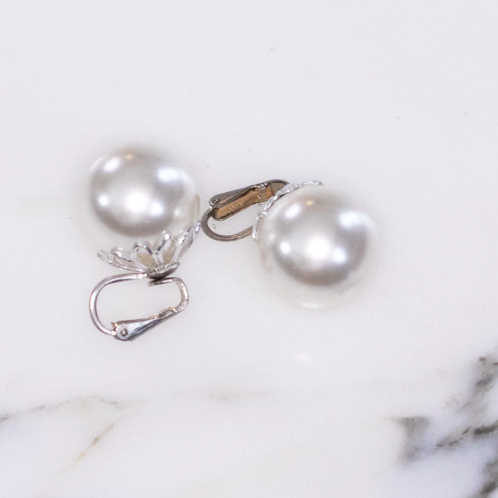 Vintage Huge White Faux Pearl Lustrous Earrings
