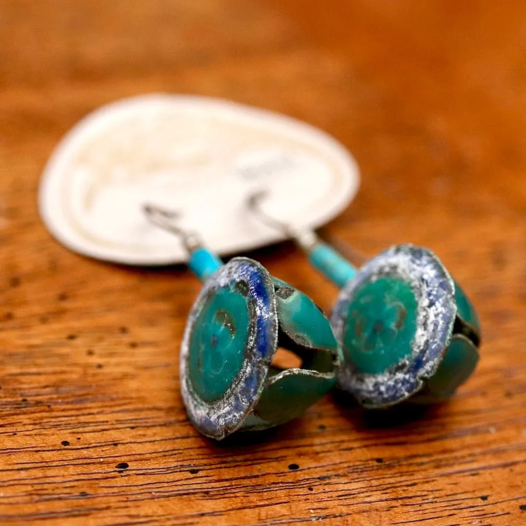 Vintage Laurel Burch "Pod" Silver-Plate Earrings