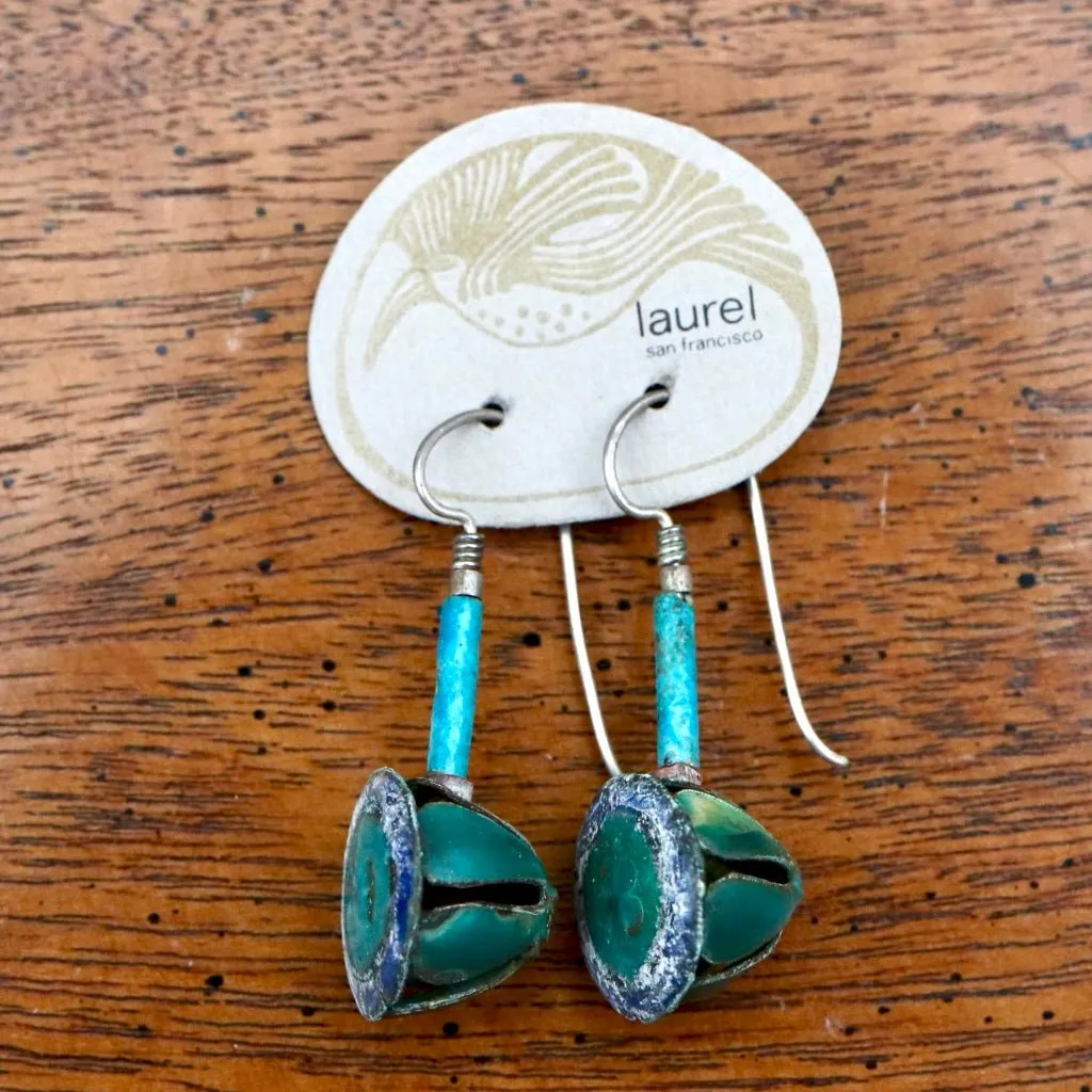 Vintage Laurel Burch "Pod" Silver-Plate Earrings