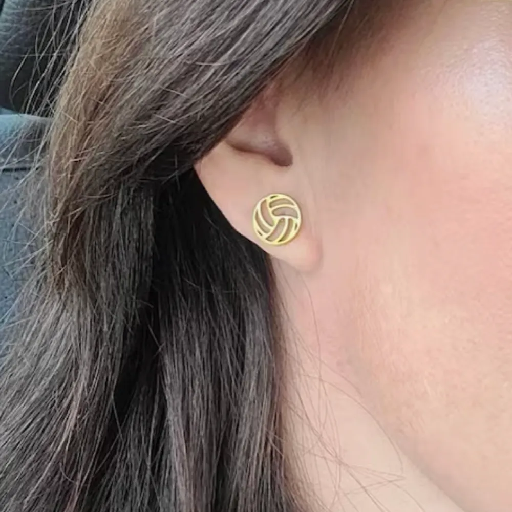 VOLLEYBALL GOLD STUD EARRINGS