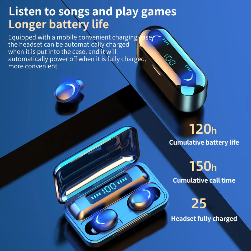 Waterproof True Wireless Earbuds with 9D Stereo Sound & 2000mAh Charging Box - F9-5C TWS.