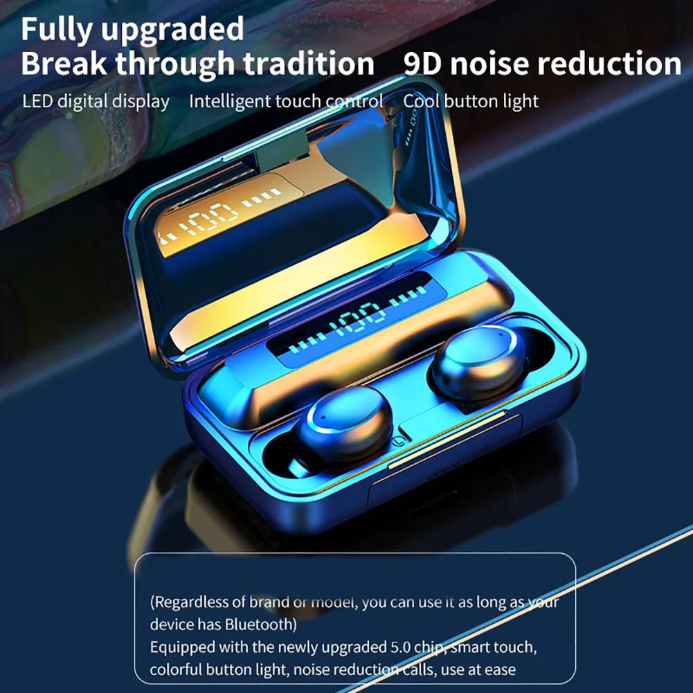 Waterproof True Wireless Earbuds with 9D Stereo Sound & 2000mAh Charging Box - F9-5C TWS.