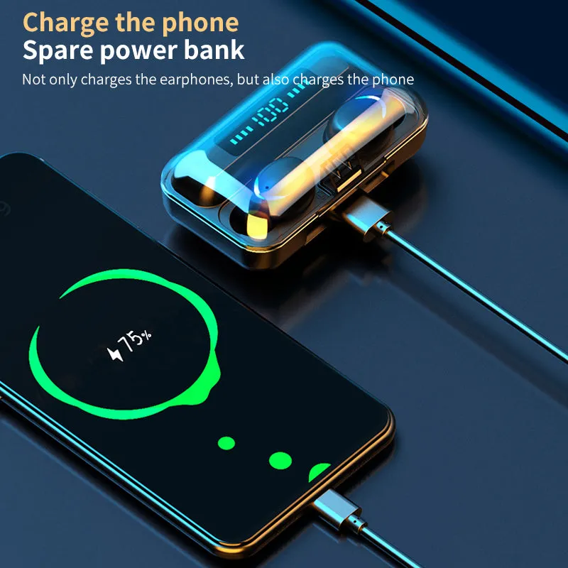 Waterproof True Wireless Earbuds with 9D Stereo Sound & 2000mAh Charging Box - F9-5C TWS.